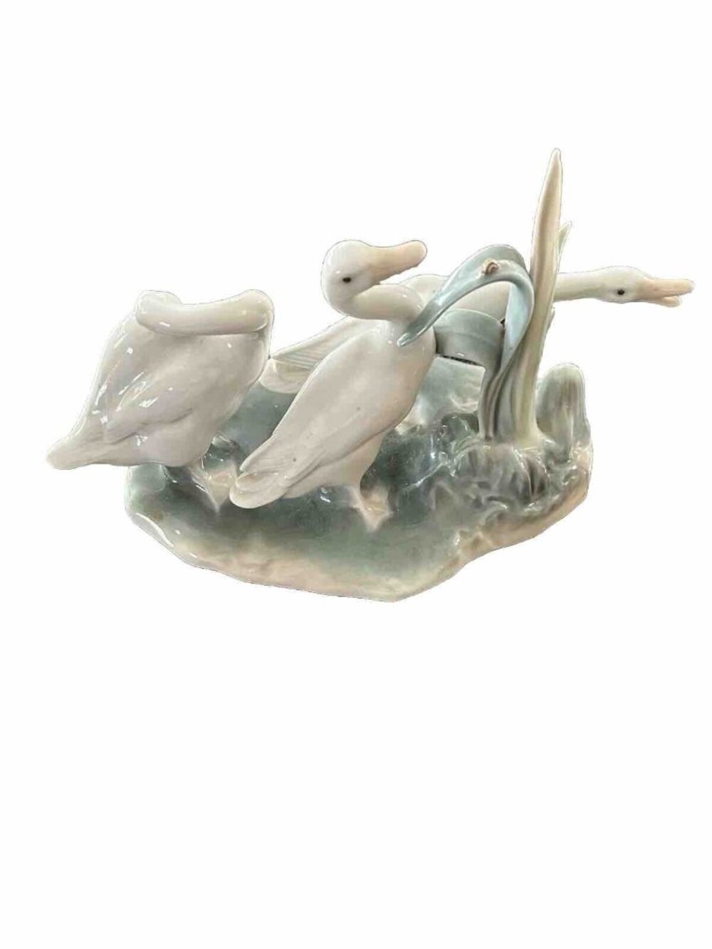 Vintage Lladro Figurine GEESE GROUP 3 Ducks Snail on Reeds #4549 Retired Spain 6